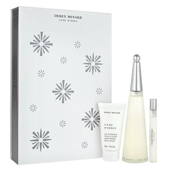 Issey miyake l'eau d'issey eau de toilette 100ml vaporizador + eau de toilette 10ml vaporizador + locion corporal perfumada 50ml