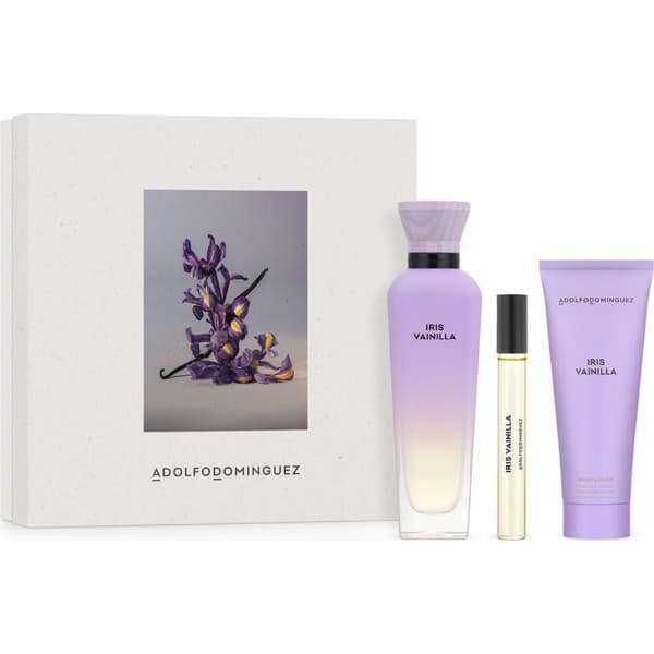 Adolfo dominguez iris vainilla eau de parfum 120ml vaporizador + locion corporal perfumada 1u + vial 10ml vaporizador